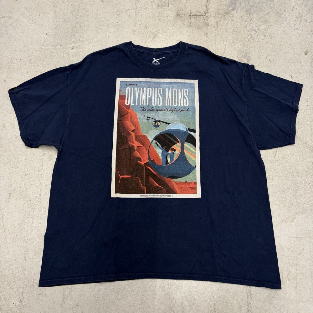Space X Men's 3XL Gray T Shirt Summit "Olympus Mons" Mars T-Shirt Navy